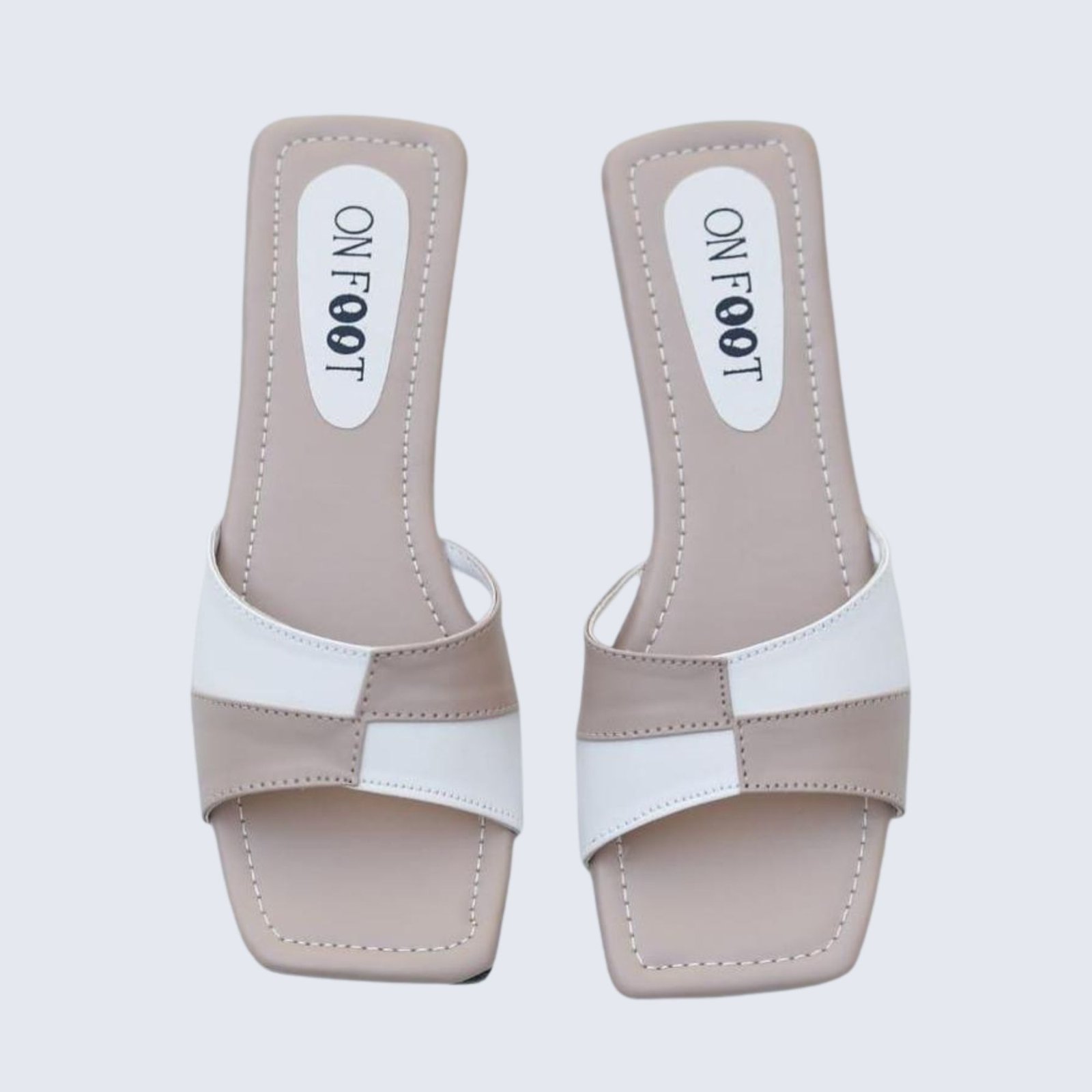 Two-Tone Color Block Flat Slide Sandals