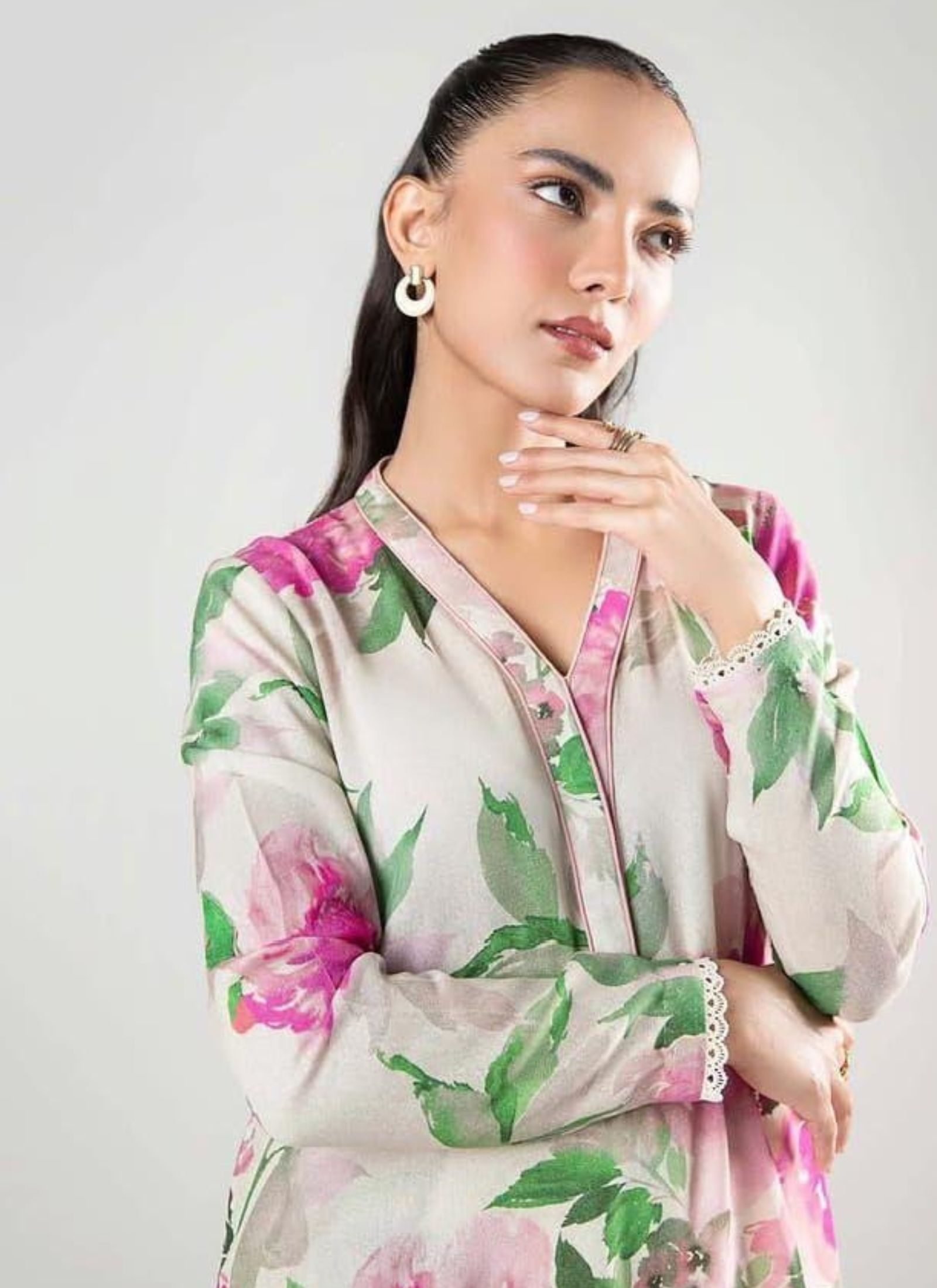 Rose Garden Delight 2-Piece Printed Cotton Lawn Suit